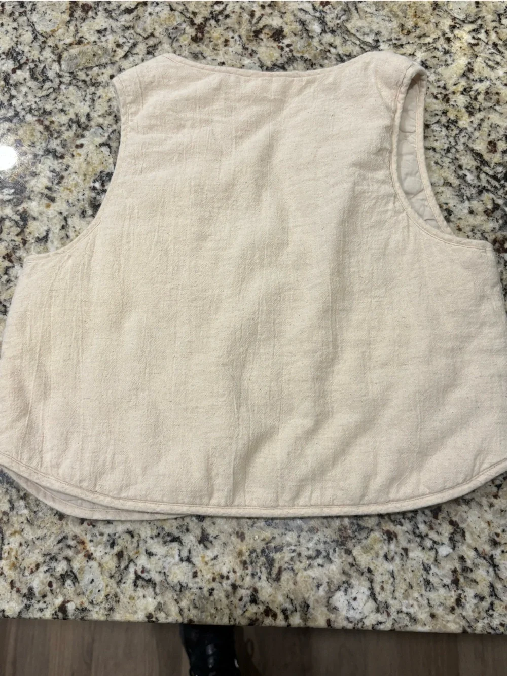 Zara Cream Embroidered Quilted Vest